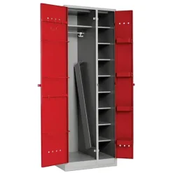 Soldaterskab Lige tag 1x680 mm rød dør 680 x 600 x 1900 mm, inkluderet våbenrum