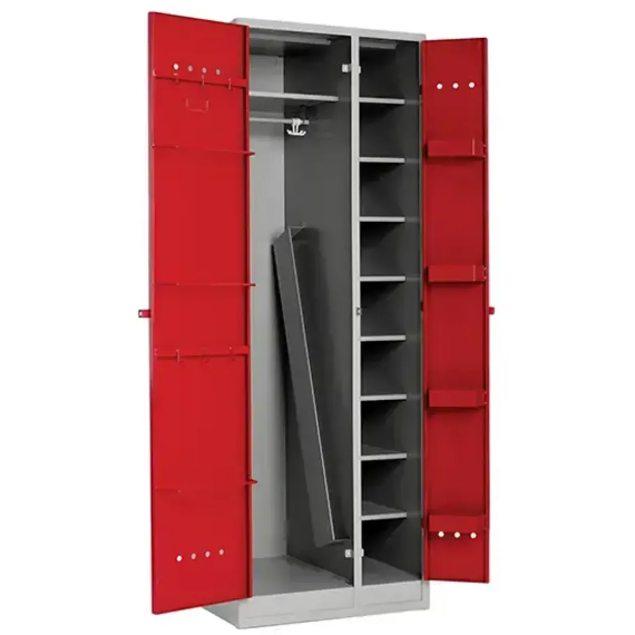 Soldaterskab Lige tag 1x680 mm rød dør 680 x 600 x 1900 mm, inkluderet våbenrum