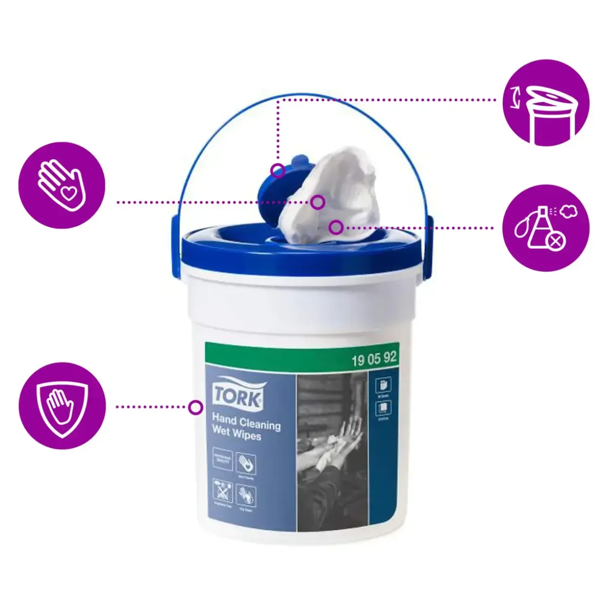Spritservietter - Tork Wet Wipe Hand Care 190592 - Uden parfume - 4 stk