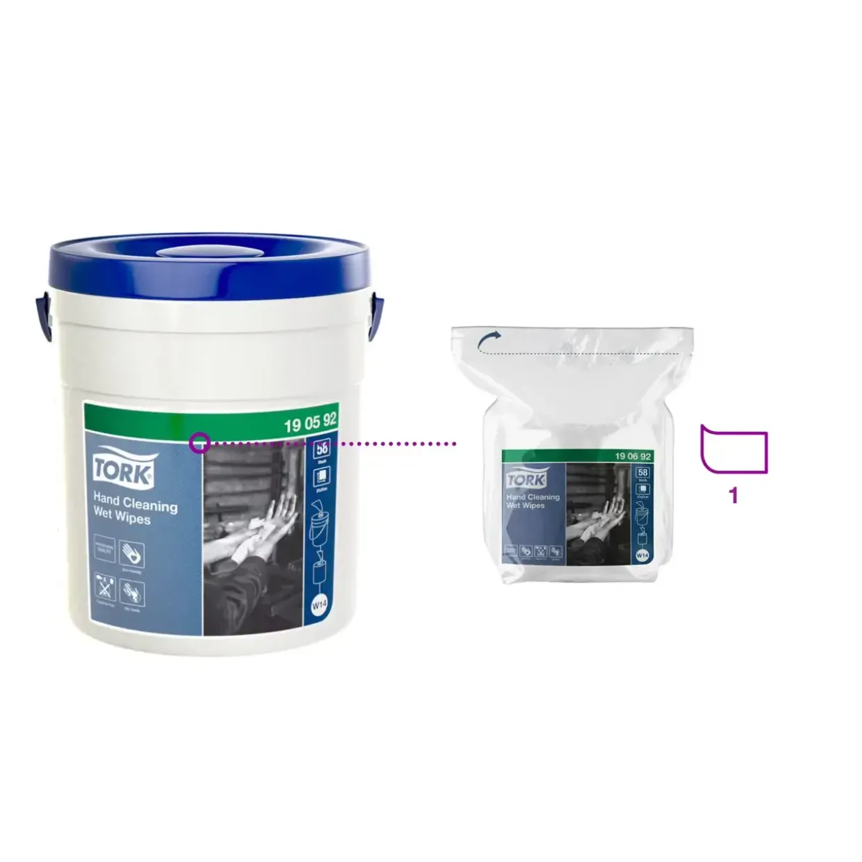 Spritservietter - Tork Wet Wipe Hand Care 190592 - Uden parfume - 4 stk