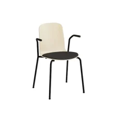 Stabelstol Add 5901 birk laminat, polstret sæde i sort tekstil, sort stel