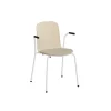 Stabelstol Add 5901 hvidpigmenteret eg, polstret sæde i beige tekstil, hvidt stel
