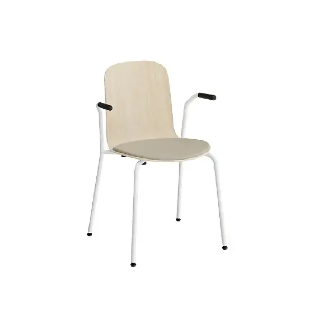 Stabelstol Add 5901 hvidpigmenteret eg, polstret sæde i beige tekstil, hvidt stel