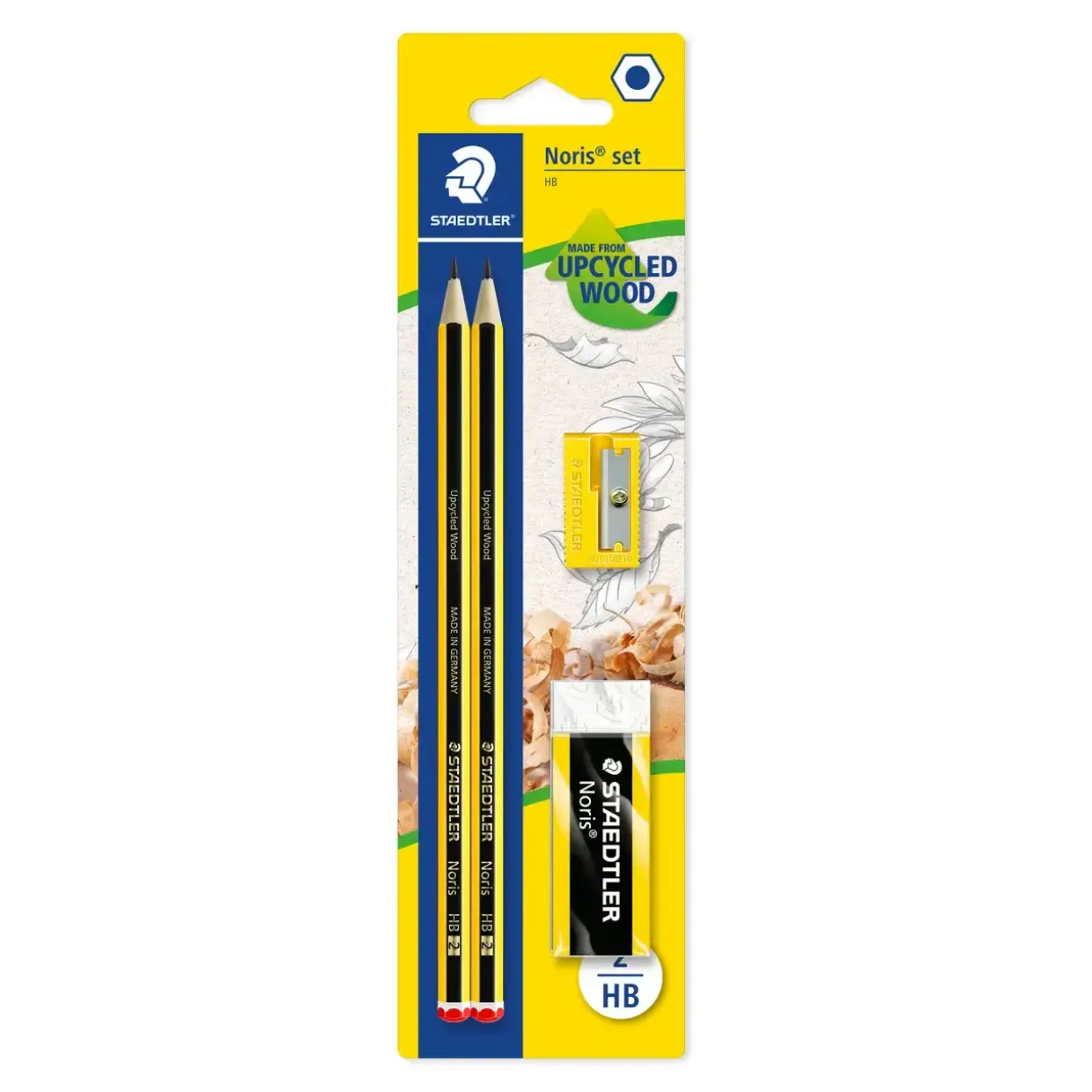 Staedtler Blyant Noris HB sæt - 2 blyanter HB, 1 viskelæder og 1 blyantspidser - Køb minimum 10 stk.
