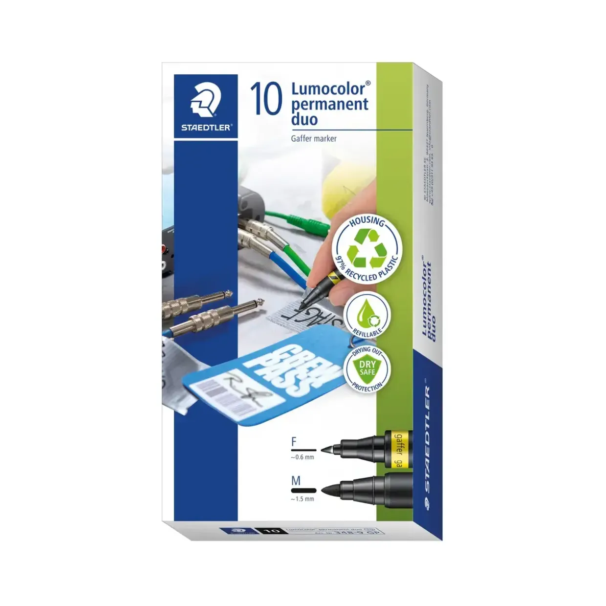 Staedtler, Permanent Marker, Lumocolor Duo, 1,0/0,6mm - Sort