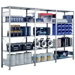 Startsektion Boltless lagerreol, rygkryds 2500x1300x500 150 kg/hylde