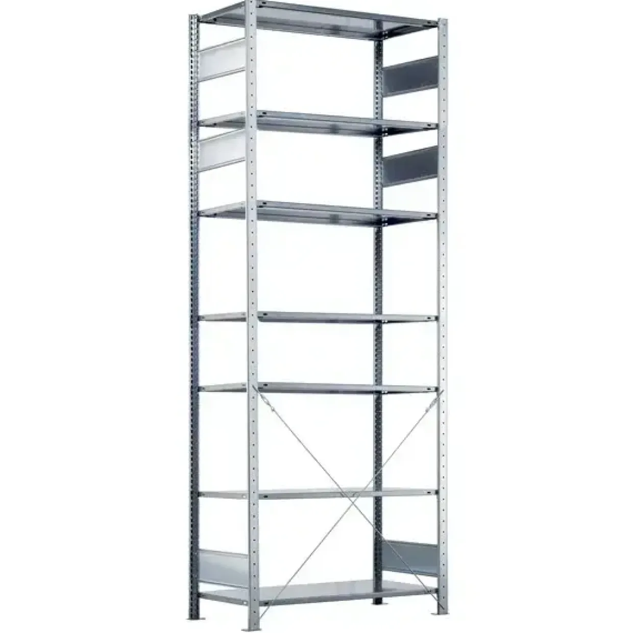 Startsektion Boltless lagerreol, rygkryds 3000x1000x600 250 kg/hylde