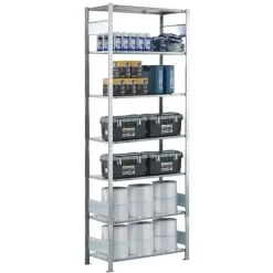 Startsektion Boltless lagerreol, rygkryds 2500x1300x300 250 kg/hylde