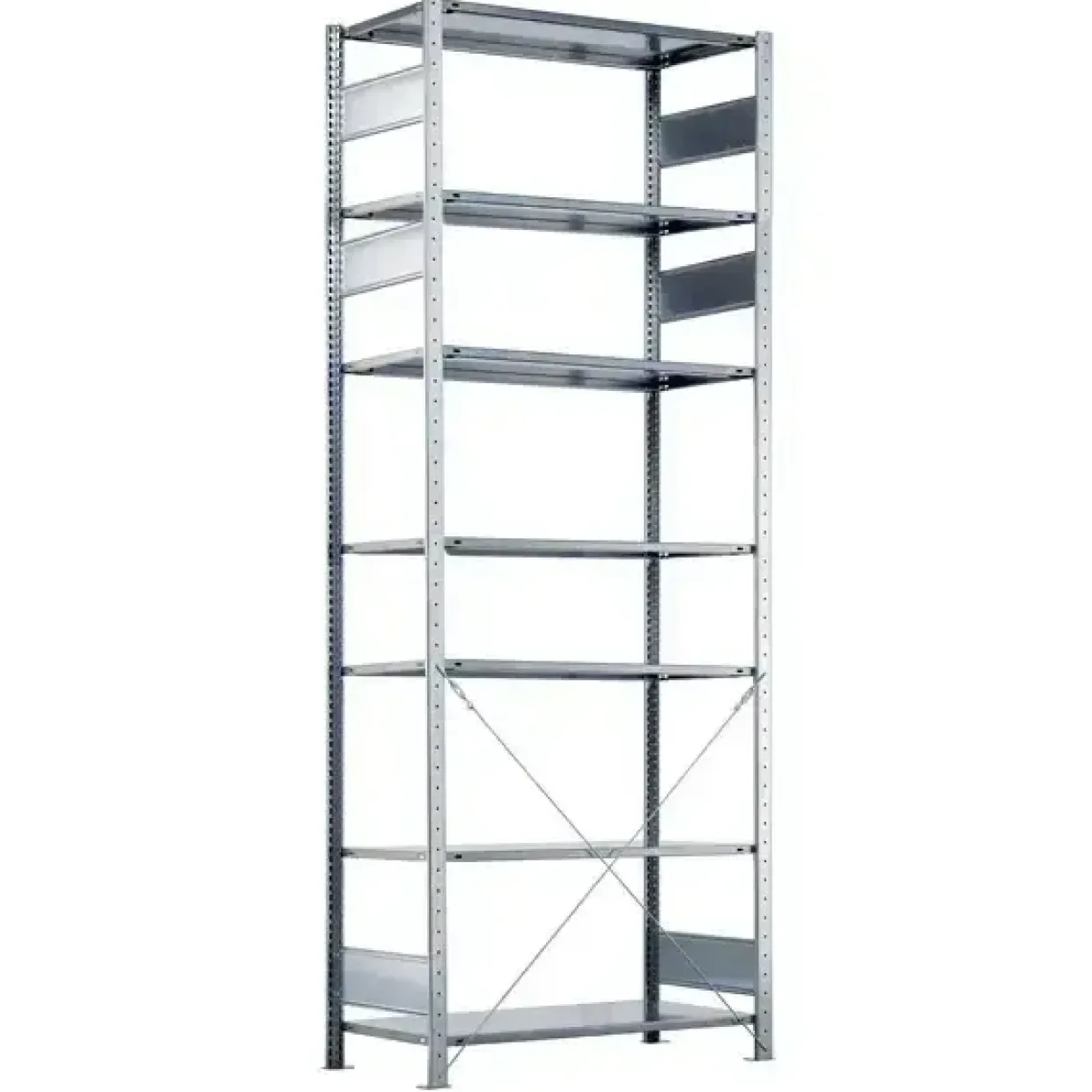 Startsektion Boltless lagerreol, rygkryds 3000x750x500 250 kg/hylde