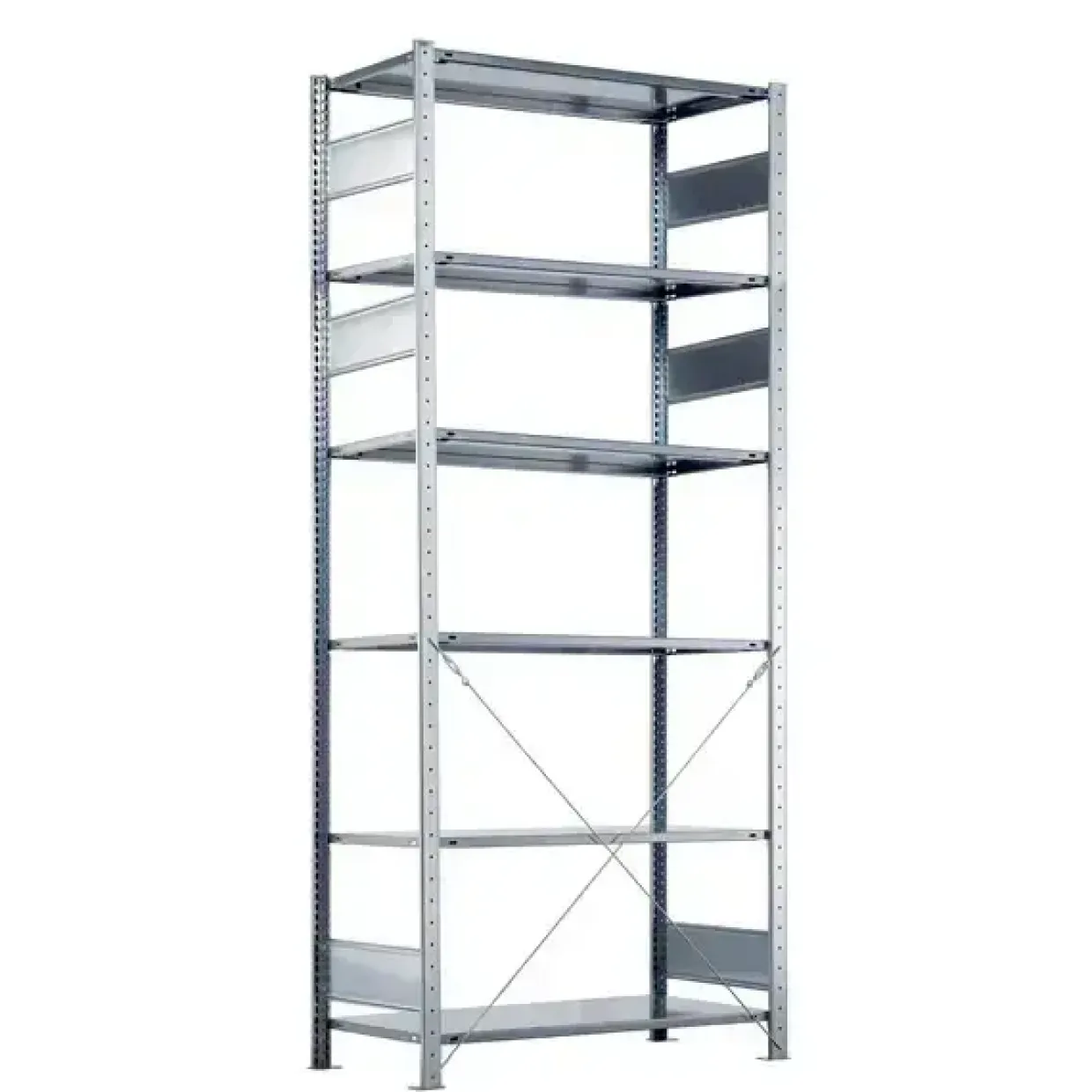 Startsektion Boltless lagerreol, rygkryds 2500x750x800 150 kg/hylde