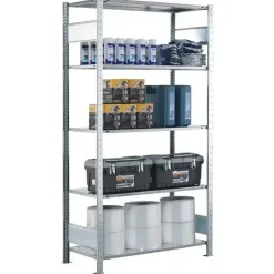Startsektion Boltless lagerreol, rygkryds 2500x750x500 150 kg/hylde