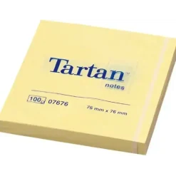 Sticky Notes - Tartan Notes - Gule - 76 x 76 mm - 12 blokke - Køb minimum 144 stk.