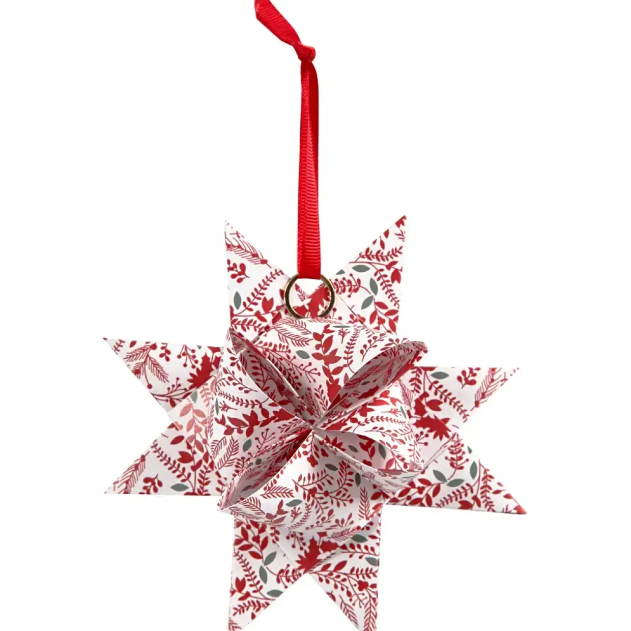 Stjernestrimler Vivi Gade hvid rød metalfolie B: 15 + 25 mm diameter 6,5 + 11,5 cm L: 44 + 86 cm - 48 stk
