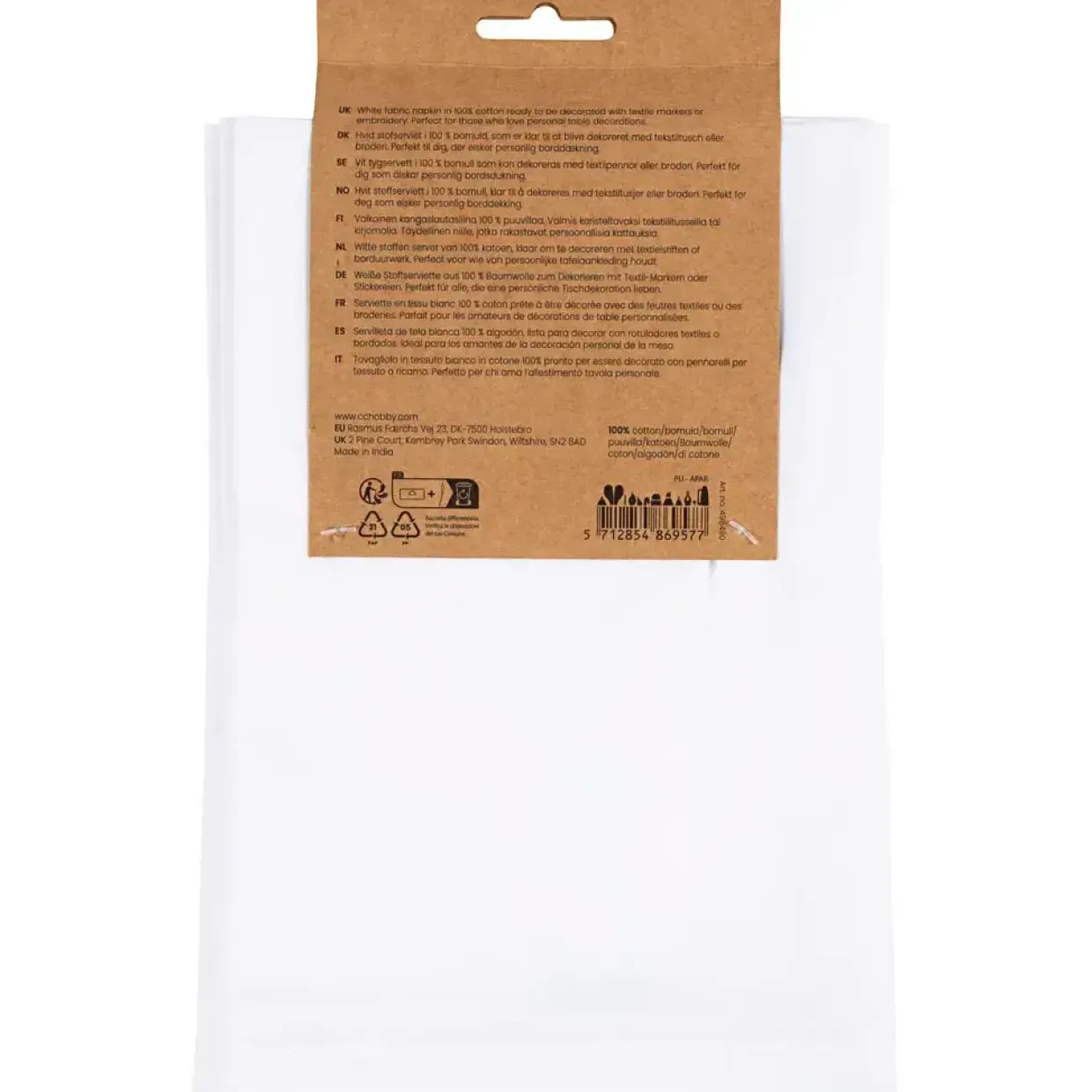 Stofservietter, str. 42x42 cm, 145 g, hvid, 4 stk./ 1 pk.
