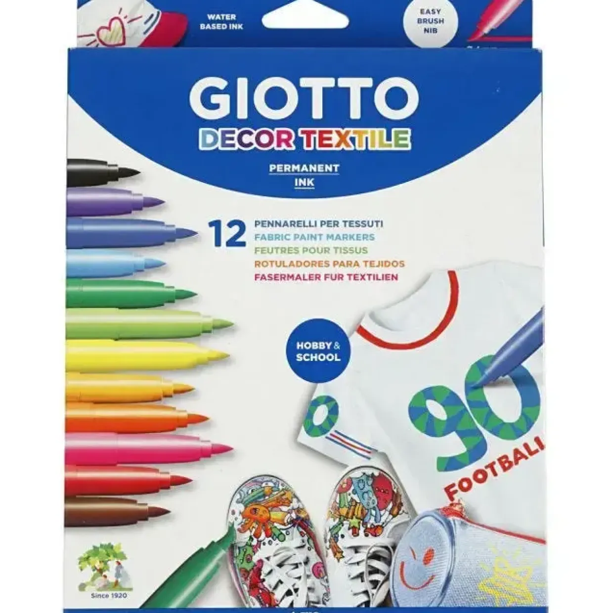 Stoftusch GIOTTO, ass. farver, streg 4 mm, 12 stk.