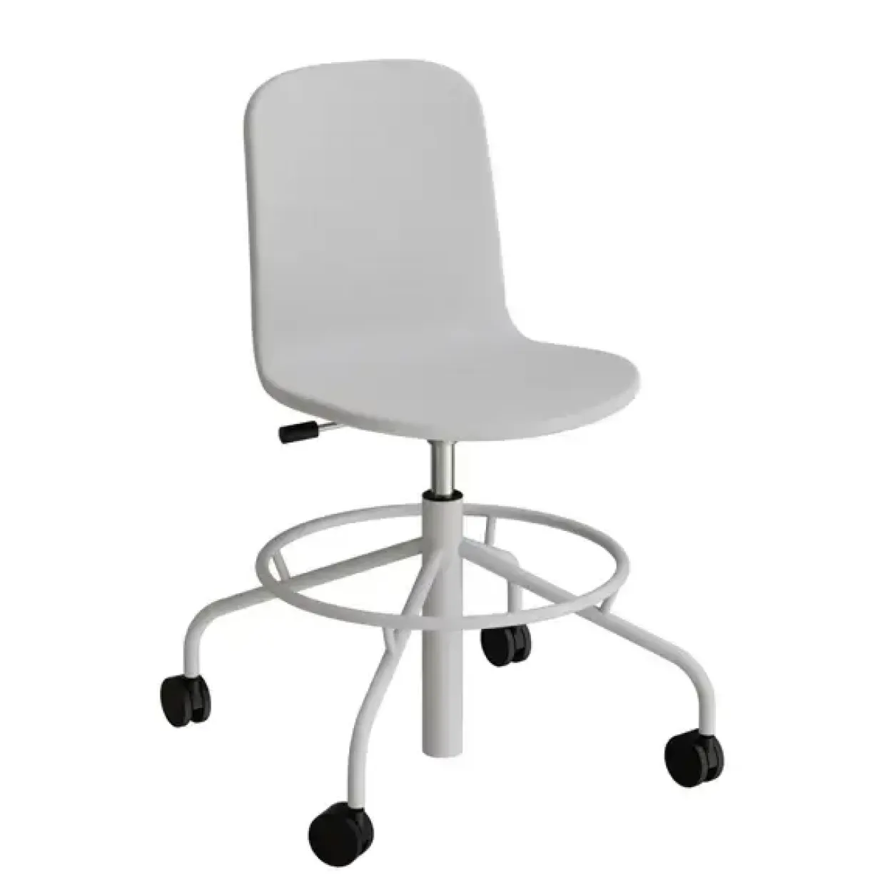 Stol ADD 5903, Fodkryds og hjul, Helbetrukket gråt tekstil, Alugråt stel