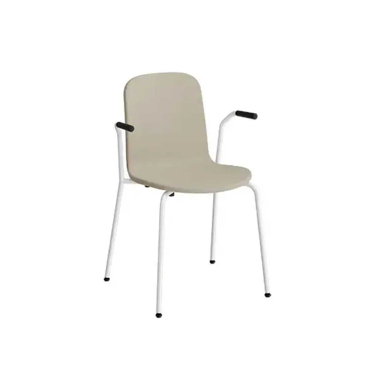 Stol Add 5901 med armlæn Hel betrukket i beige tekstil, hvidt stel