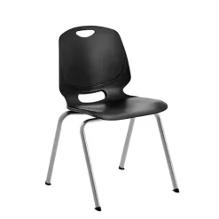 Stol Amigo, sort sæde, alugråt stel