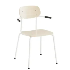 Stol Atlas 2111LK, hvidpigmenteret egelaminat, hvidt stel