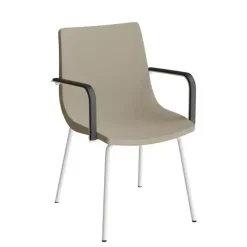 Stol Colt 10012 Med armlæn, beige tekstil, hvidt stel
