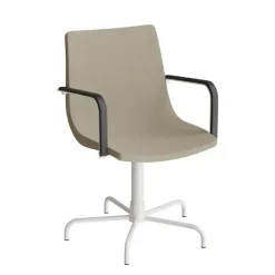 Stol Colt 10014 Med armlæn og drejeligt undestel, beige tekstil, hvidt stel