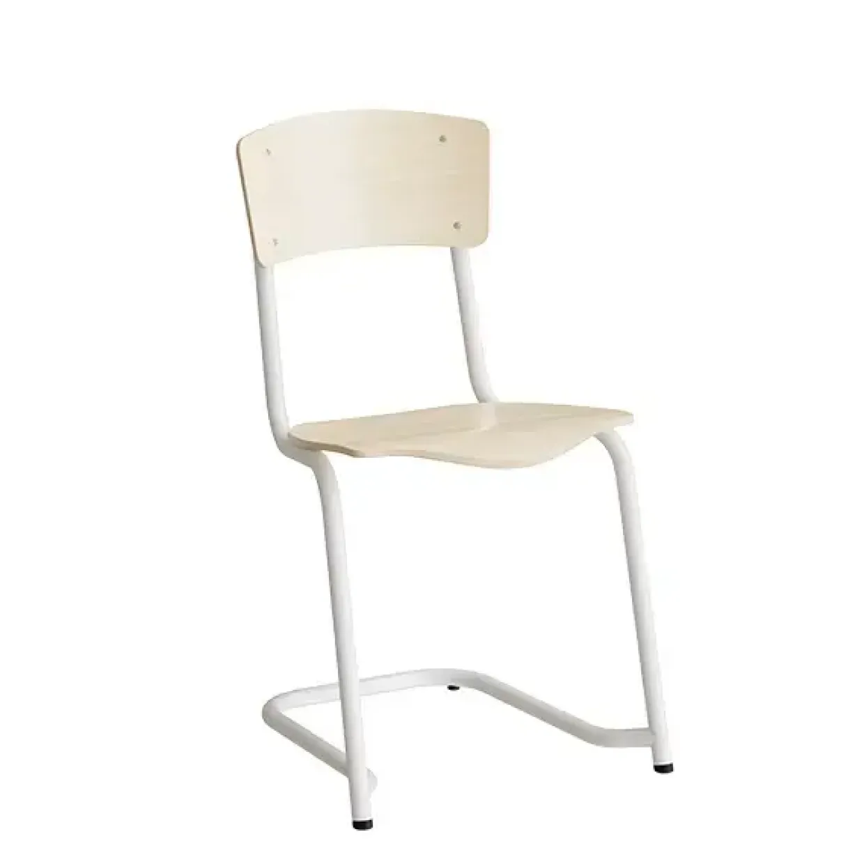 Stol Mia 190 birk laminat med hvide ben, siddehøjde 440 mm
