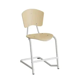 Stol Nian 3479, 500mm, birk finér med hvidt stel og fotstøtte
