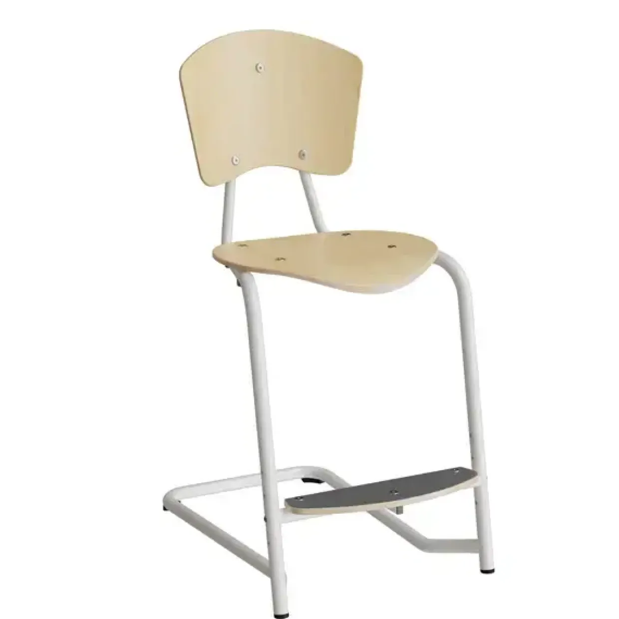 Stol Nian 3479, 570mm, birk finér med hvidt stel og fotplate