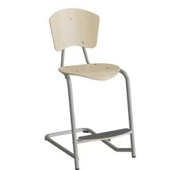 Stol Nian 3479, 570mm, birk laminat med alugråt stel og fotplate
