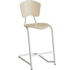 Stol Nian 3479, 630mm, birk laminat med hvidt stel og fotstøtte