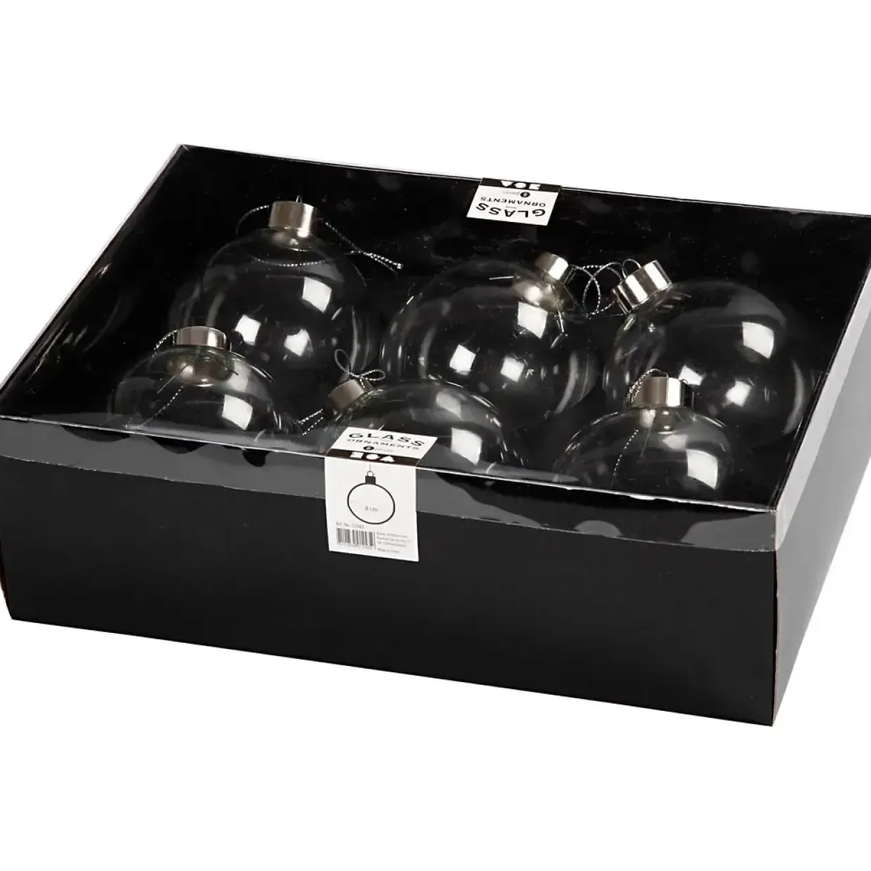 Store glaskugler - diameter 7,9 cm højde 8,9 cm transparent - 6 stk.