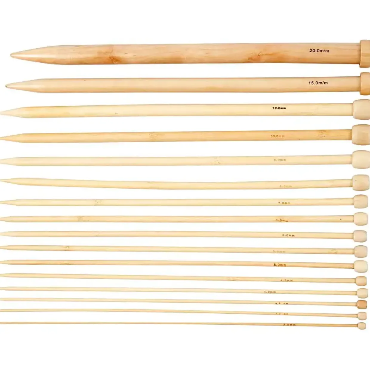 Strikkepinde længde 35 cm nr. 2,5-20 | 16 par
