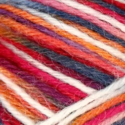 Strømpegarn - Blå/Rød Harmoni - 75% Uld/25% Nylon - 50 g - 200 m