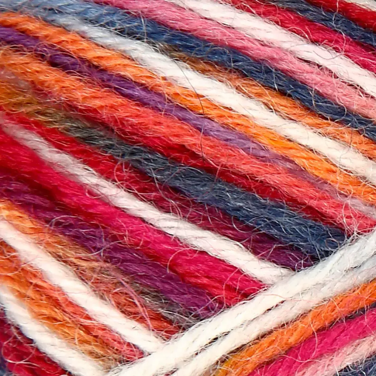 Strømpegarn - Blå/Rød Harmoni - 75% Uld/25% Nylon - 50 g - 200 m