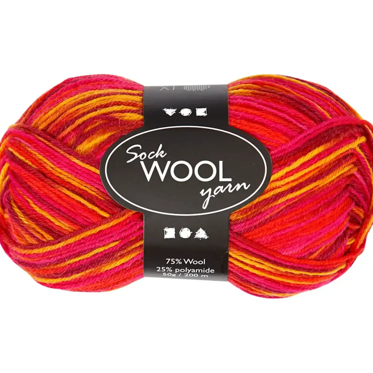 Strømpegarn - Rød/Orange harmoni - 200 m - 50 g
