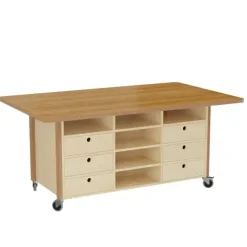 Studiebord Snickaren, 2000x1200 mm Højde 900 mm, Bordplade i eg laminat