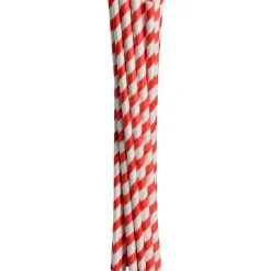 Sugerør, 19,5cm, Ø6mm, rød, papir, med striber - 5000 stk