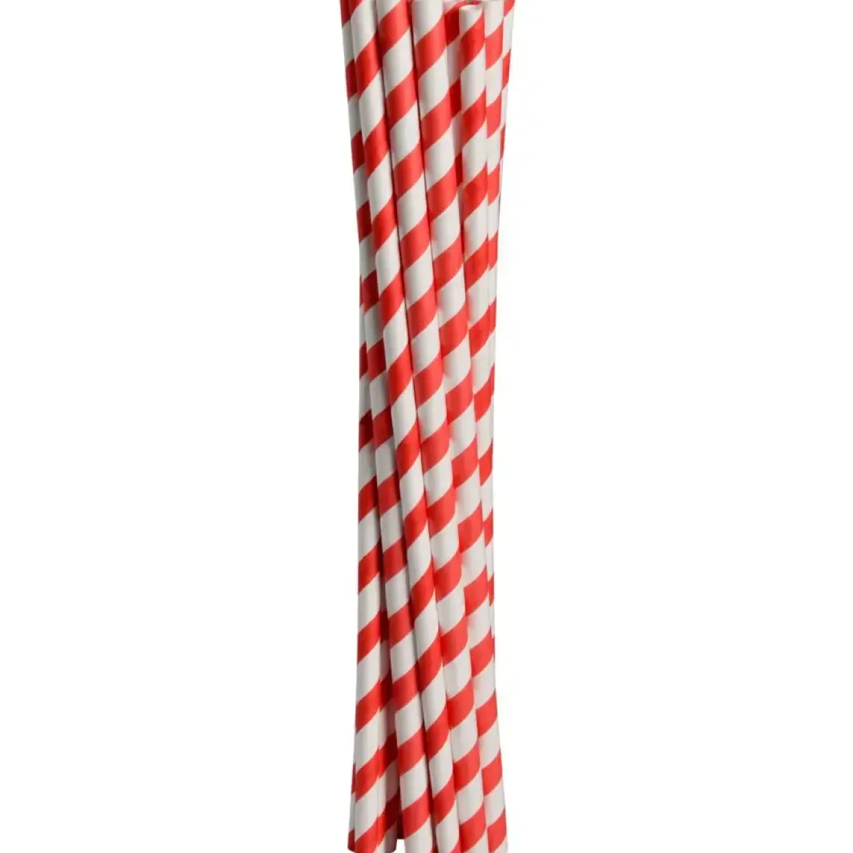 Sugerør, 19,5cm, Ø6mm, rød, papir, med striber - 5000 stk