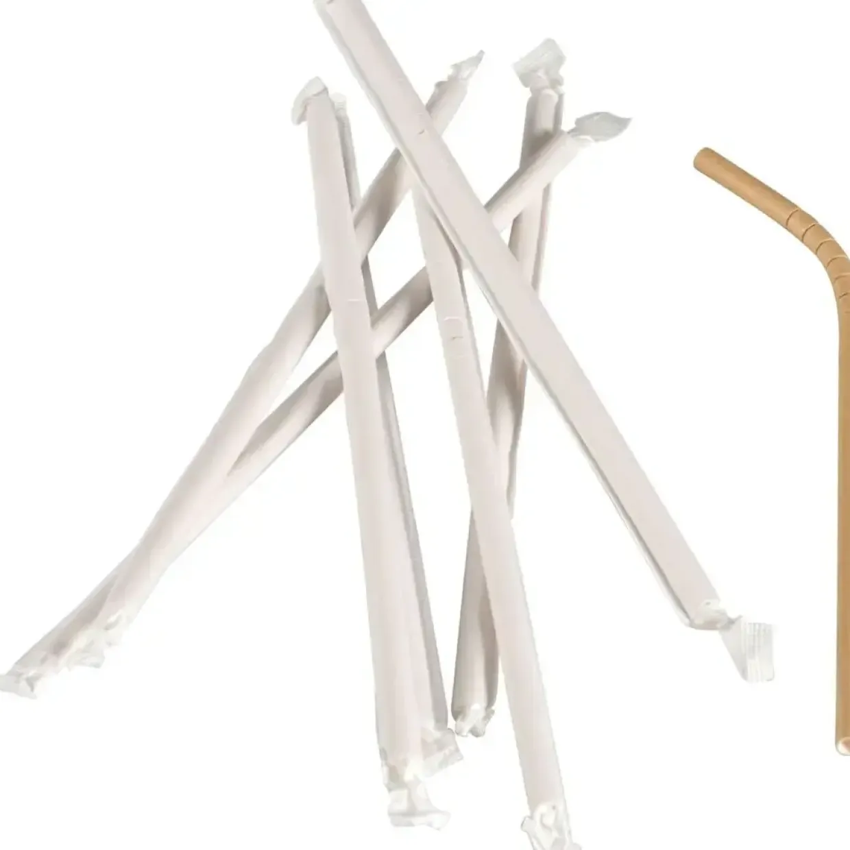 Sugerør med knæk -- Abena Gastro 24cm Ø6mm - Papir - Enkeltindpakket - 5000 stk