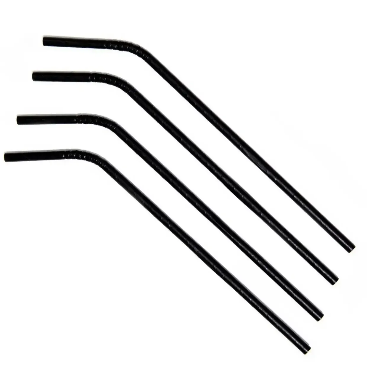 Sugerør Ø6x245 mm med knæk Bionedbrydelig Papir Sort - 500 stk/ps