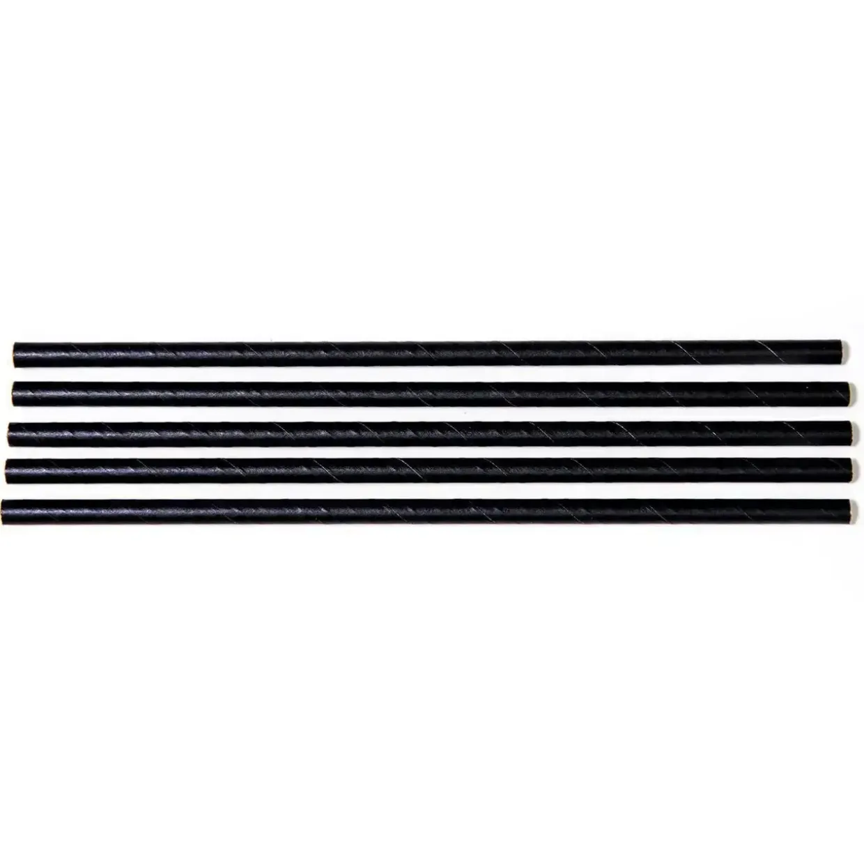 Sugerør Ø7x250 mm uden knæk Bionedbrydelig Papir Sort - 500 stk/ps