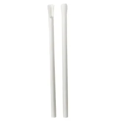 Sugerør Ø8x210mm uden knæk bionedbrydelig med spade/ske Hvid - 125 stk/ps