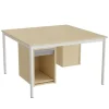 Sybord 136, 1200x1200 mm H720 mm, birk laminat, hvid stel