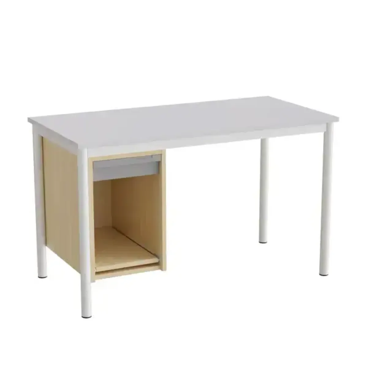Sybord 135, 1200x600 mm H720 mm, grå laminat, hvid stel