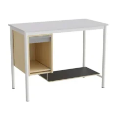 Sybord 133, 1200x600 mm H900 mm, grå laminat, hvid stel