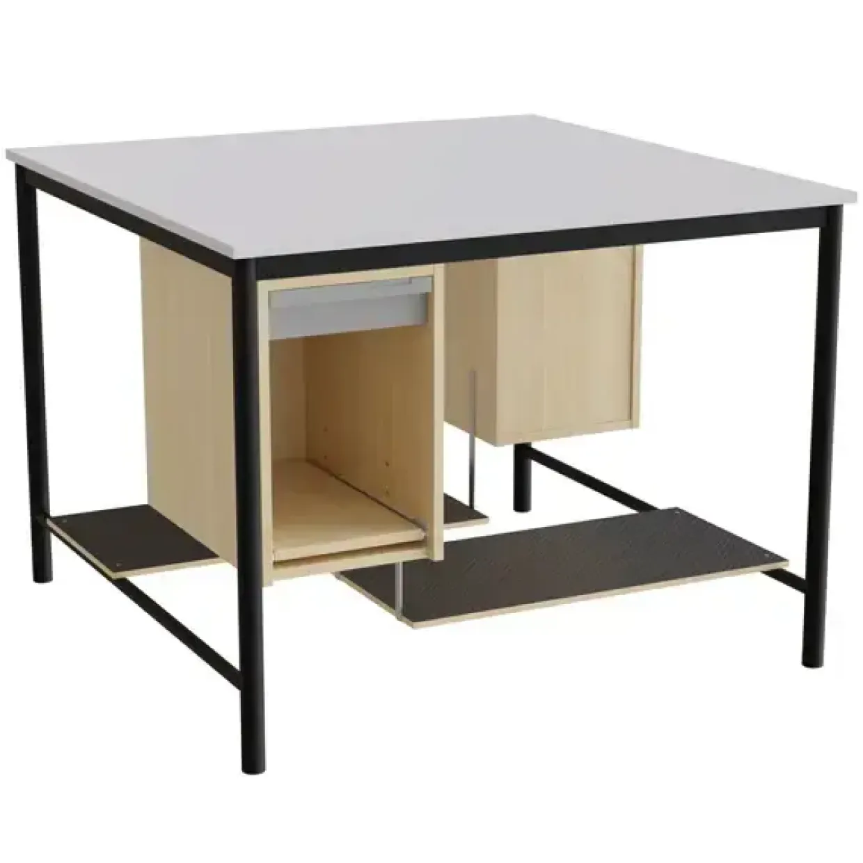 Sybord 134, 1200x1200 mm H900 mm, grå laminat, sort stel