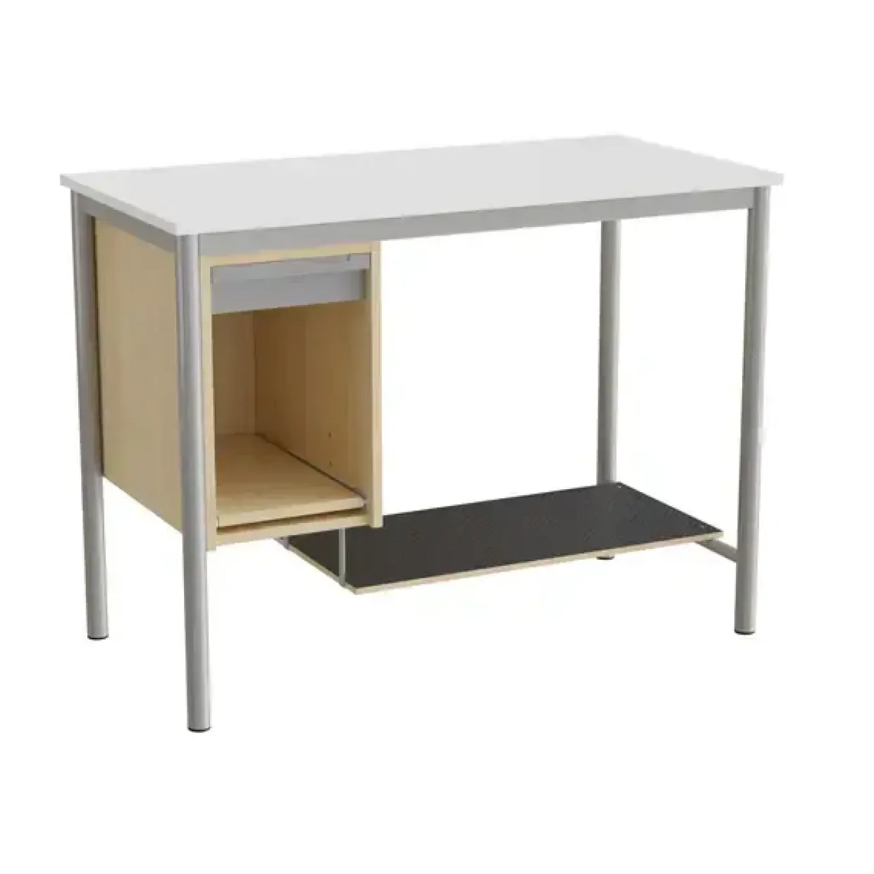 Sybord 133, 1200x600 mm H900 mm, hvid laminat, alugråt stel