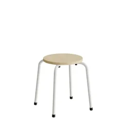 Taburet Caesar 118, massiv birk, hvidt stel