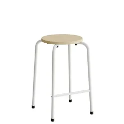 Taburet David 119, massiv birk, hvidt stel