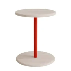 Taburet Donut 7301T, hvidpigmenteret ask, rødt understel